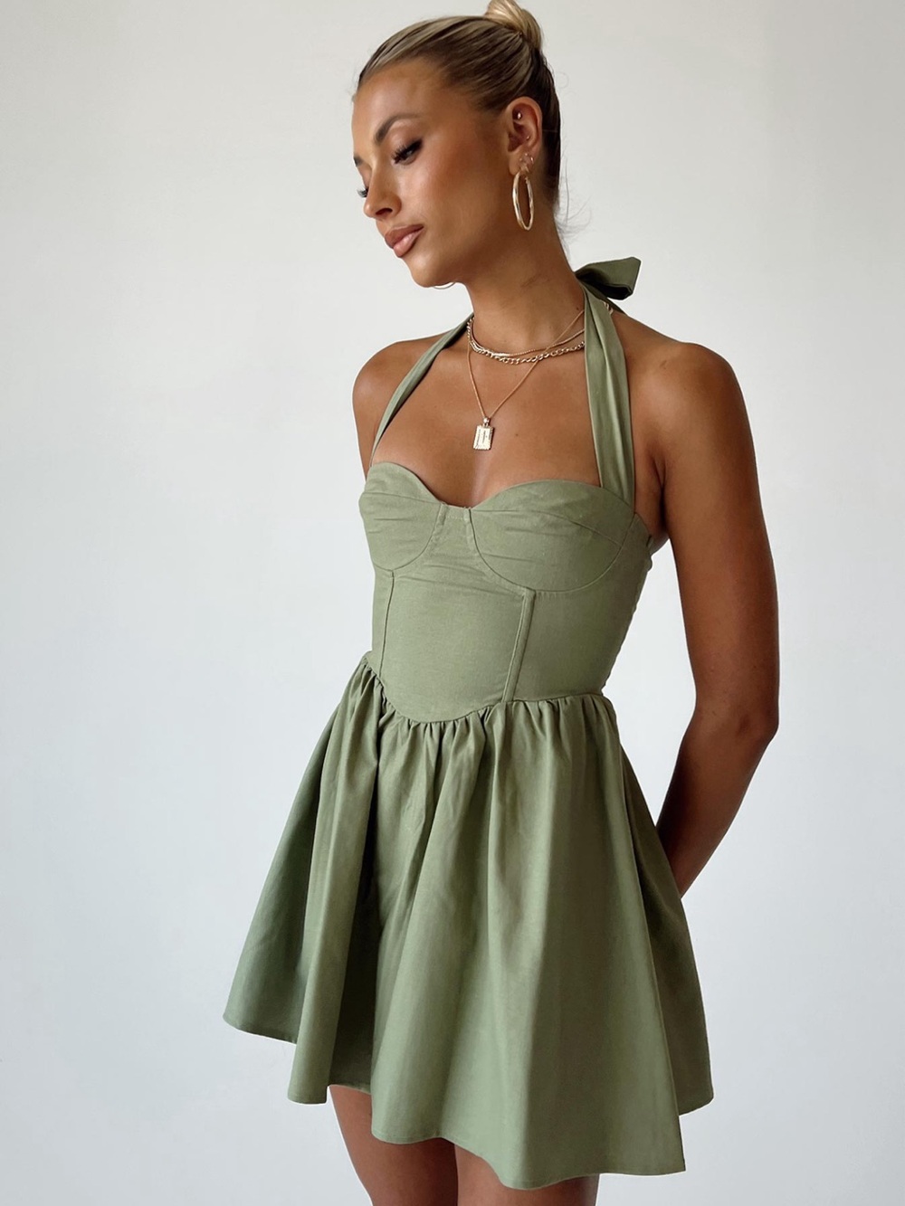 Princess Polly Lyle Mini Dress Sage Size US 6